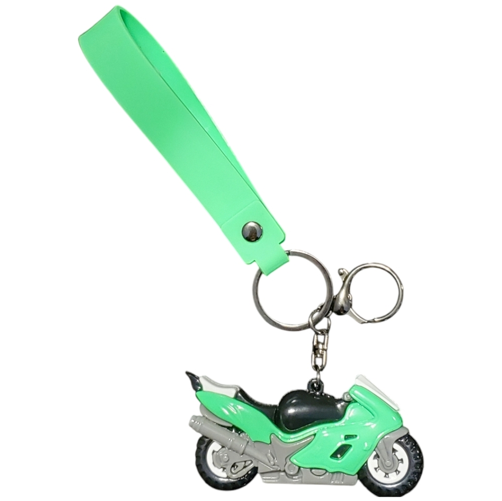 Motorcycle Green Keychain